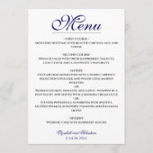 Einfache Elegance Blue & White Wedding Menu Menükarte (Vorderseite)