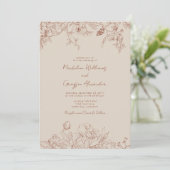 Einfache Elegance Boho Floral Wedding Einladung (Stehend Vorderseite)