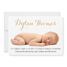 Einfache Elegance Custom Foto Geburtsankündigung