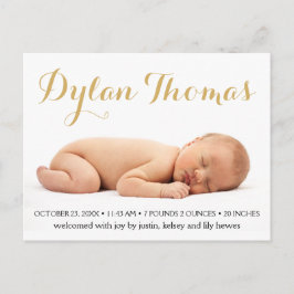 Einfache Elegance Custom Foto Geburtsankündigungen Ankündigungspostkarte