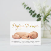 Einfache Elegance Custom Foto Geburtsankündigungen Ankündigungspostkarte (Stehend Vorderseite)