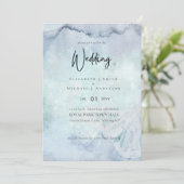 Einfache Elegance Dusty Blue Moderne Hochzeit (Stehend Vorderseite)