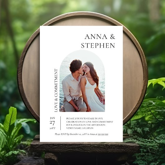 Einfache Elegance Foto Commitment Zeremonie Einladung