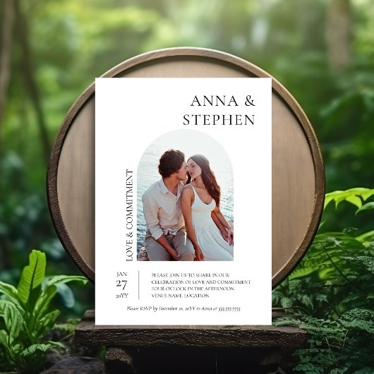 Einfache Elegance Foto Commitment Zeremonie Einladung