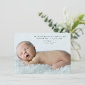 Einfache Elegance Foto Overlay Baby Boy Birth Ankündigung (Stehend Vorderseite)