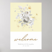 Einfache Elegance Gelbe Blumenhochzeit Begrüßung Poster (Vorne)