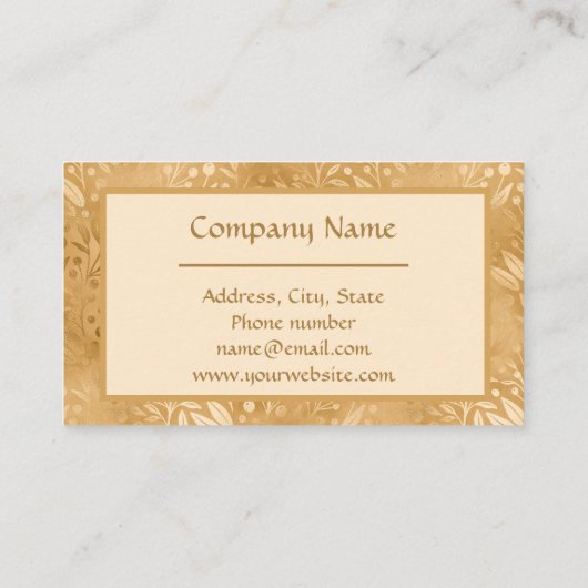 Einfache Elegance Gold Foliage Stilvoller Luxus Visitenkarte (Rückseite)
