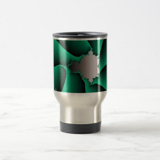Einfache Elegance Green Mandelbrot Silver Gradient Reisebecher (Mittel)