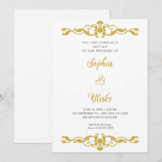 Einfache Elegance Hochzeitsfeier Einladung (Vorne/Hinten)