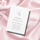 Einfache Elegance Leaf Monogram Chic Wedding Einladung