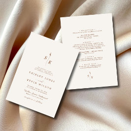 Einfache Elegance Leaf Monogram Chic Wedding Einladung