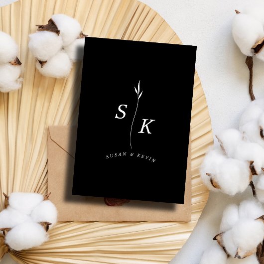 Einfache Elegance Leaf Monogram Chic Wedding RSVP Karte