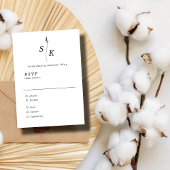 Einfache Elegance Leaf Monogram Chic Wedding RSVP Karte