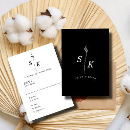 Einfache Elegance Leaf Monogram Chic Wedding RSVP Karte