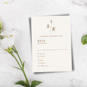 Einfache Elegance Leaf Monogram Chic Wedding RSVP Karte