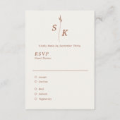 Einfache Elegance Leaf Monogram Chic Wedding RSVP Karte (Vorderseite)