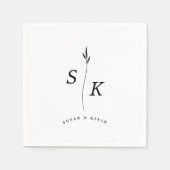 Einfache Elegance Leaf Monogram Chic Wedding Serviette (Vorderseite)