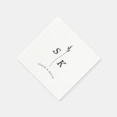 Einfache Elegance Leaf Monogram Chic Wedding Serviette (Ecke)