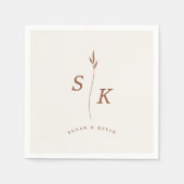 Einfache Elegance Leaf Monogram Chic Wedding Serviette (Vorderseite)