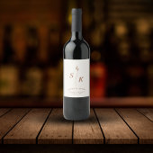 Einfache Elegance Leaf Monogram Chic Wedding Weinetikett