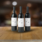 Einfache Elegance Leaf Monogram Chic Wedding Weinetikett