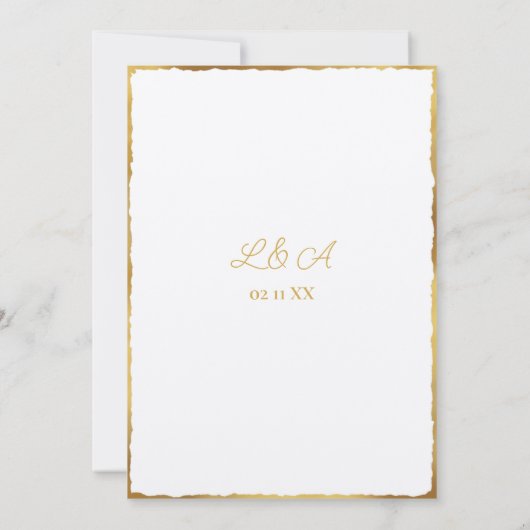 Einfache Elegance Luxe Gold Edge Hochzeit Einladun Einladung (Rückseite)