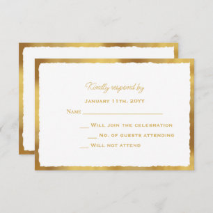 Einfache Elegance Luxe Gold Edge Wedding Response RSVP Karte