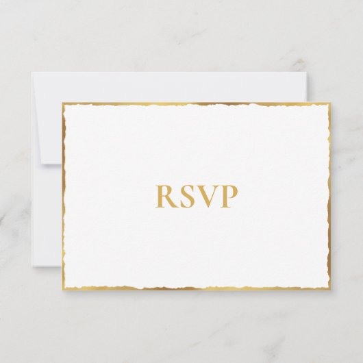 Einfache Elegance Luxe Gold Edge Wedding RSVP Card (Rückseite)