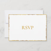 Einfache Elegance Luxe Gold Edge Wedding RSVP Card Karte (Rückseite)