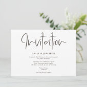 Einfache Elegance Moderne Skripttypografie Hochzei Einladung (Stehend Vorderseite)