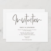 Einfache Elegance Moderne Skripttypografie Hochzei Einladung (Vorne/Hinten)