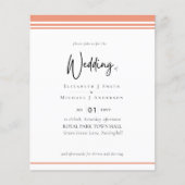 Einfache Elegance Peach Modernes Budget Hochzeit (Vorderseite)