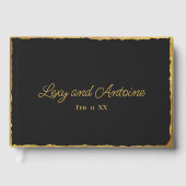 Einfache Elegance Personalisiert Black Gold Edge Gästebuch (Vorderseite)