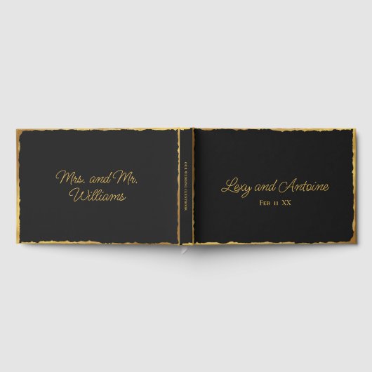 Einfache Elegance Personalisiert Black Gold Edge Gästebuch (Voll)