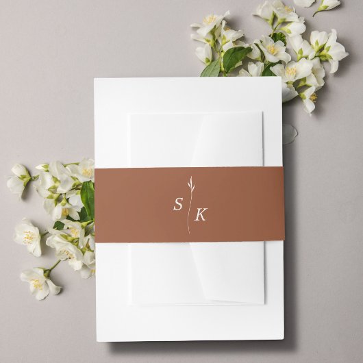 Einfache Elegance Personalisiert Leaf Monogram Wed Einladungsbanderole