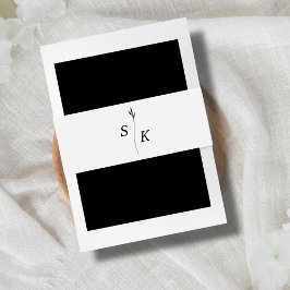 Einfache Elegance Personalisiert Leaf Monogram Wed Einladungsbanderole