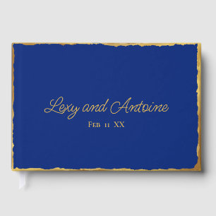 Einfache Elegance Personalisiert Royal Blue Gold E Gästebuch