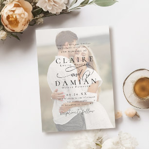 Einfache Elegance Romantische Hochzeit im Script-F Einladung