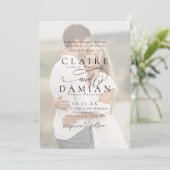 Einfache Elegance Romantische Hochzeit im Script-F Einladung (Stehend Vorderseite)