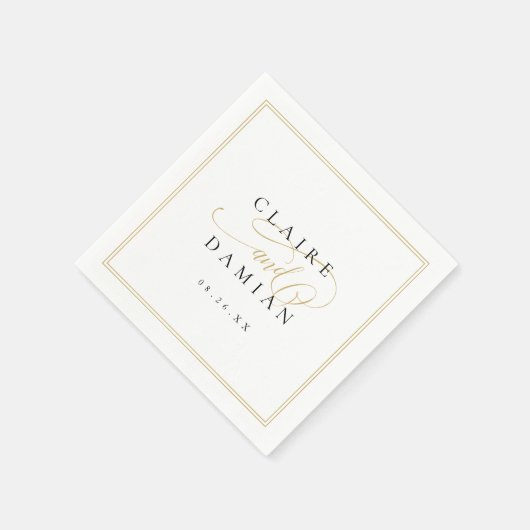 Einfache Elegance Romantische Script Hochzeit Serviette (Ecke)