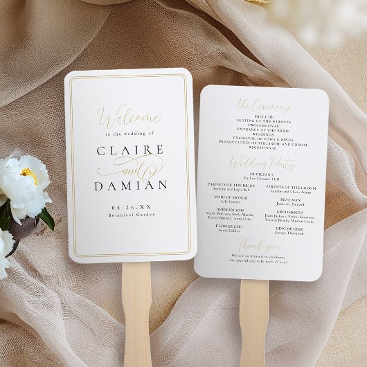 Einfache Elegance Romantisches SkriptWedding-Progr Fächer