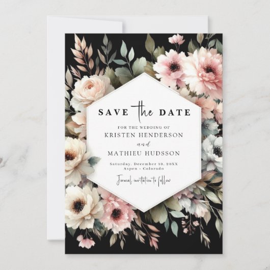 Einfache Elegance Rosa Blumenhochzeit Save The Date (Vorderseite)