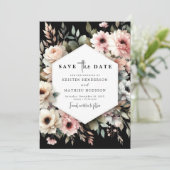 Einfache Elegance Rosa Blumenhochzeit Save The Date (Stehend Vorderseite)