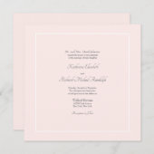 Einfache Elegance Rosa Feierliche Hochzeit Platz Einladung (Vorne/Hinten)