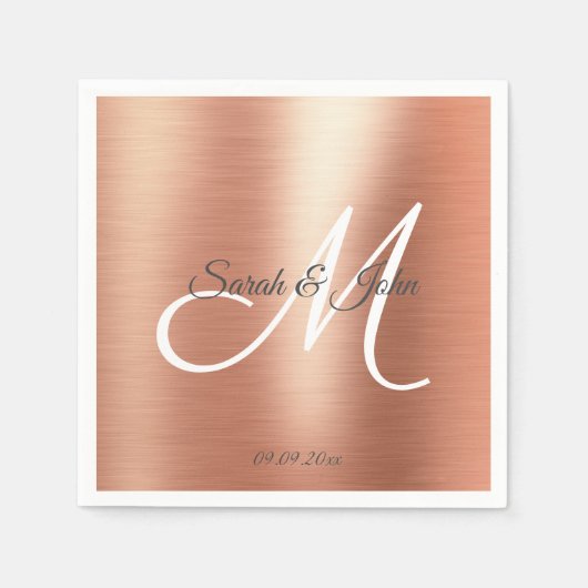 Einfache Elegance Rose Gold Party Hochzeit Serviette (Vorderseite)