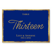 Einfache Elegance Royal Blue Gold Edge Custom Tischnummer (Vorderseite)