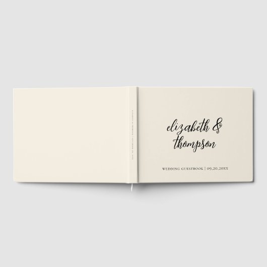 Einfache Elegance Script Cream Wedding Gästebuch (Voll)