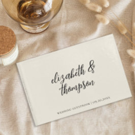 Einfache Elegance Script Cream Wedding Gästebuch