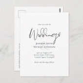 Einfache Elegance Script Moderne Budget Hochzeit Postkarte (Vorne/Hinten)