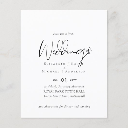 Einfache Elegance Script Moderne Hochzeit (Vorderseite)